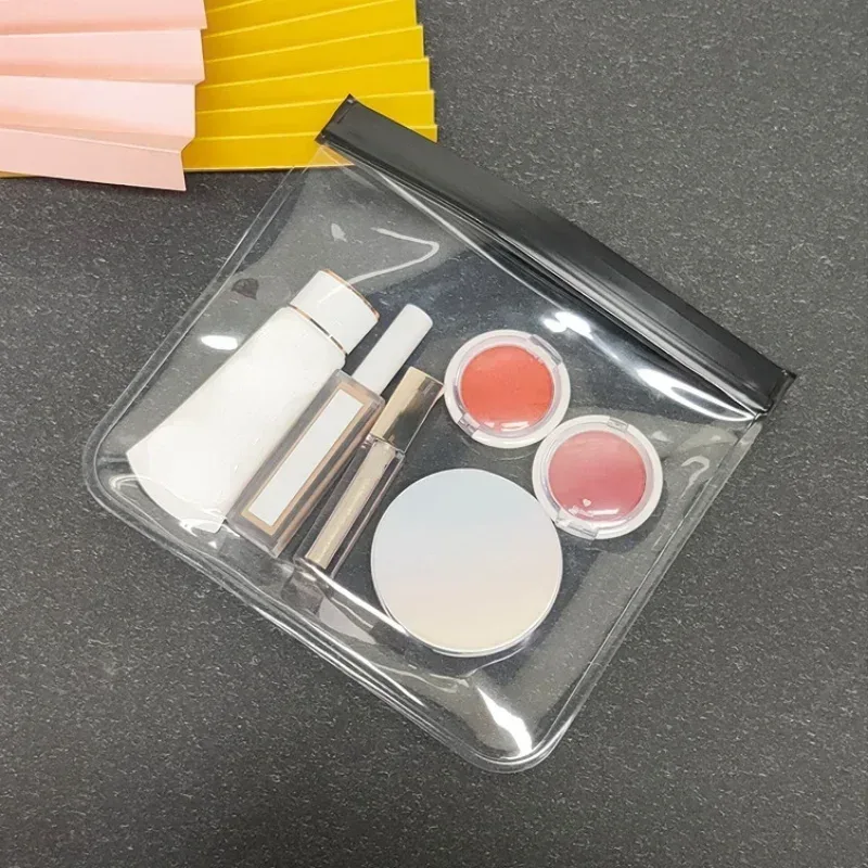 sac de maquillage transparent à fermeture éclair, sac de rangement étanche pour produits de toilette et cosmétiques, étui transparent en pvc pour salle de bain et cosmétiques