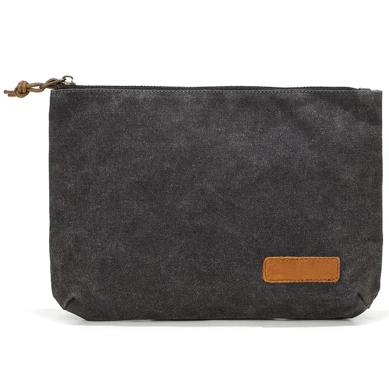 pochette zippée en toile cirée rétro et minimaliste, trousse de toilette personnalisée, trousse à crayons zippée, organisateur polyvalent, sac pour homme