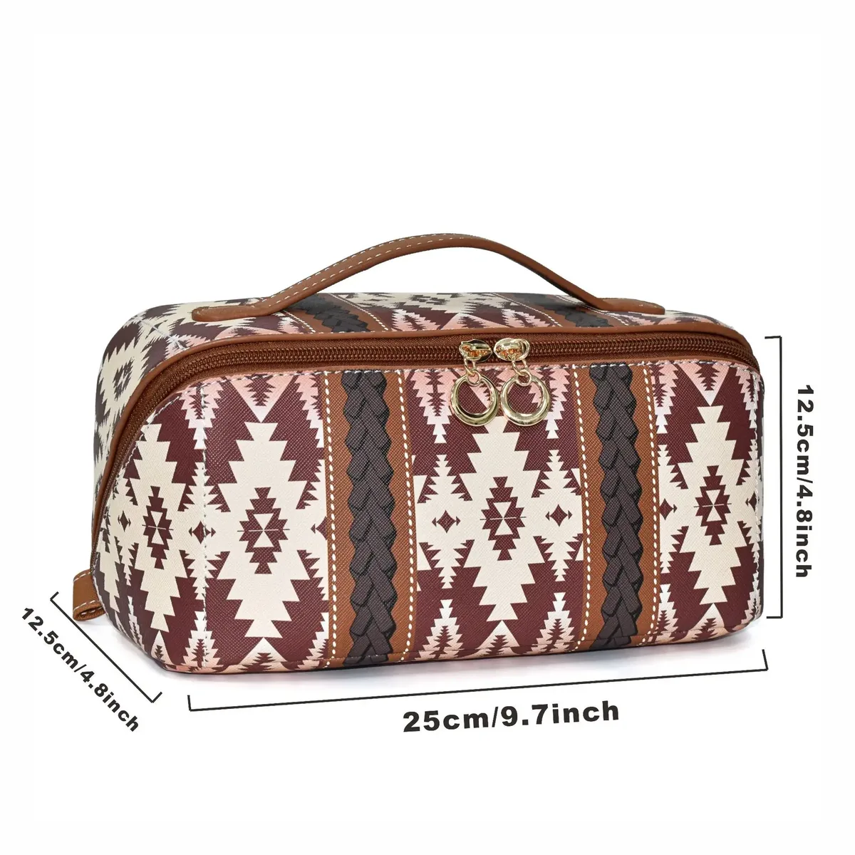 sac à cosmétiques en cuir pu bohème, grande capacité, trousse de maquillage, organiseur de voyage pour articles de toilette