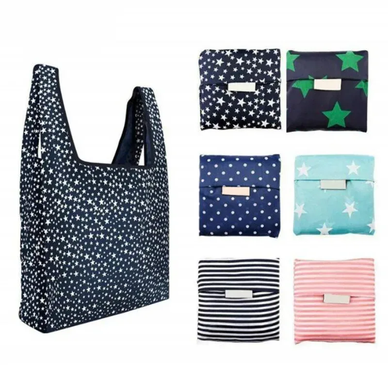 sac de courses pliable vert imprimé à la mode, pochette pliante, sacs à main pratiques, sacs de rangement de grande capacité, 1 pièce