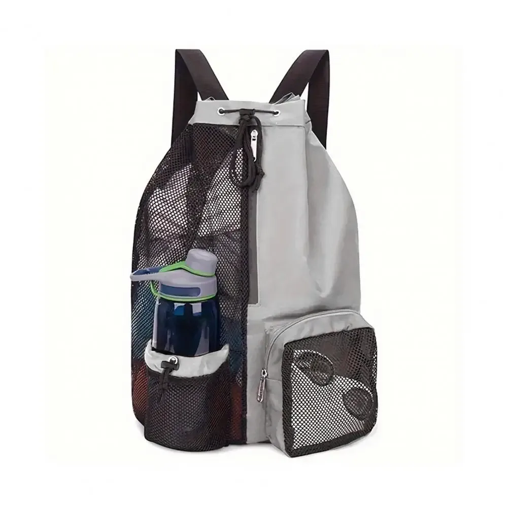sac à dos en filet, sac de natation à cordon, sac à dos avec poche pour vêtements mouillés, sac de rangement de plage, sac de pêche en plein air