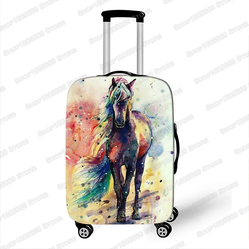 juste de bagage imprimée animal et cheval, housses de valise à roulettes élastiques, anti-poussière, accessoires de voyage mignons