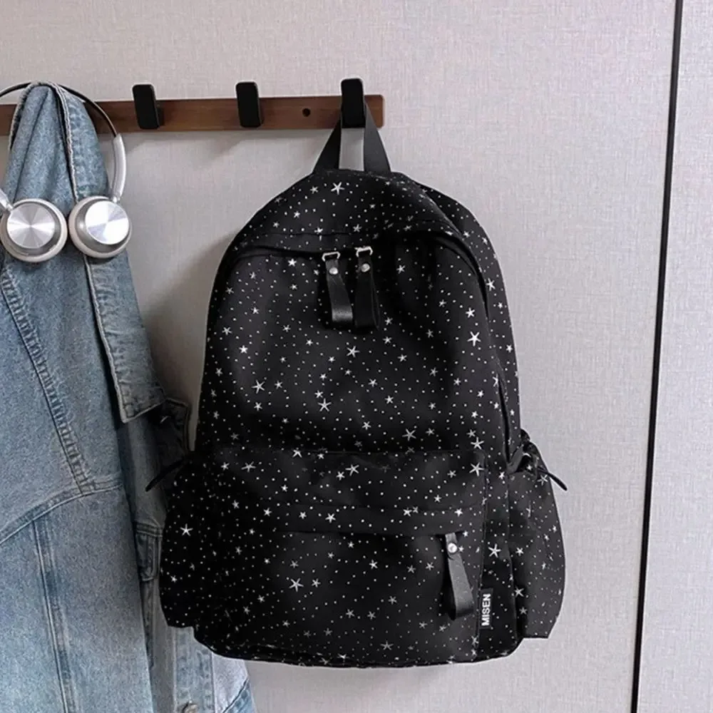 sac à dos japonais en tissu oxford, motifs étoiles, grande capacité, sac d'école multi-poches, sac à dos de voyage pour femme