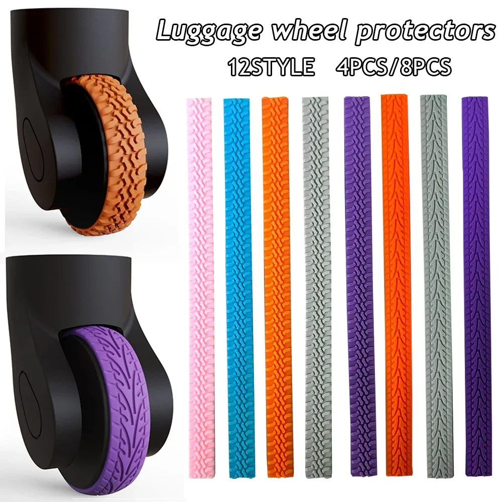 protecteur de roues de bagages en silicone, 8/4 pièces, bricolage, valise auto-adhésive, roulettes, chaussures