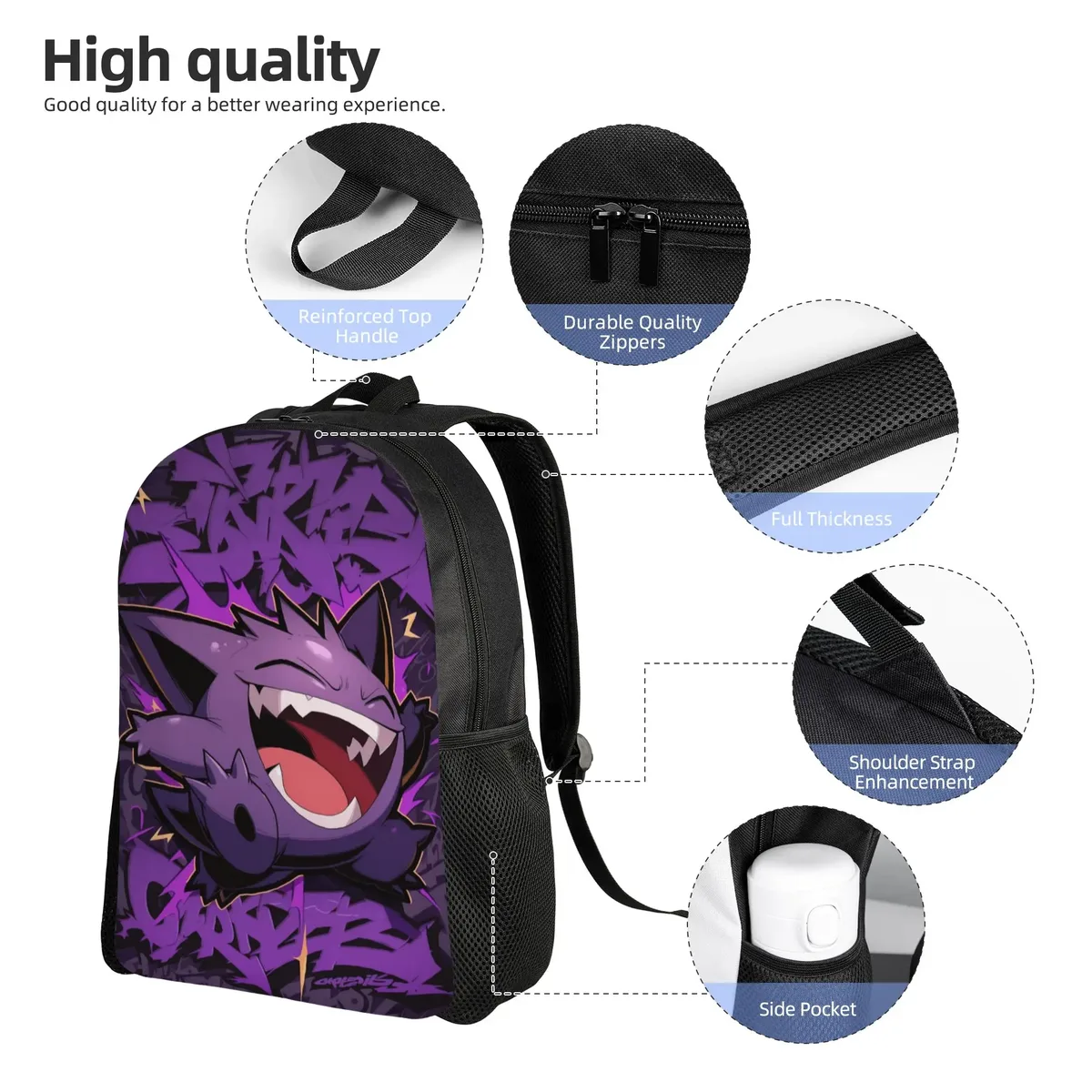 sac à dos pokémon ita bag, sac à dos solide pour le travail au bureau, rétro, lavable