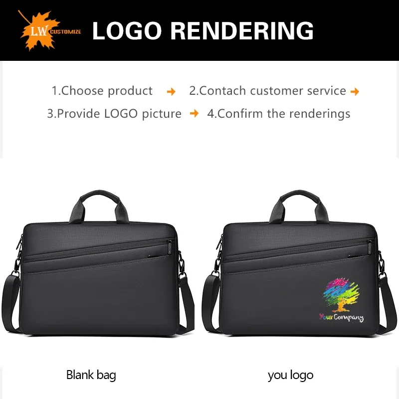 sac pour ordinateur portable personnalisé avec logo, 15 et 17 pouces, sac à bandoulière pour homme, sac d'affaires, impression d'image en gros