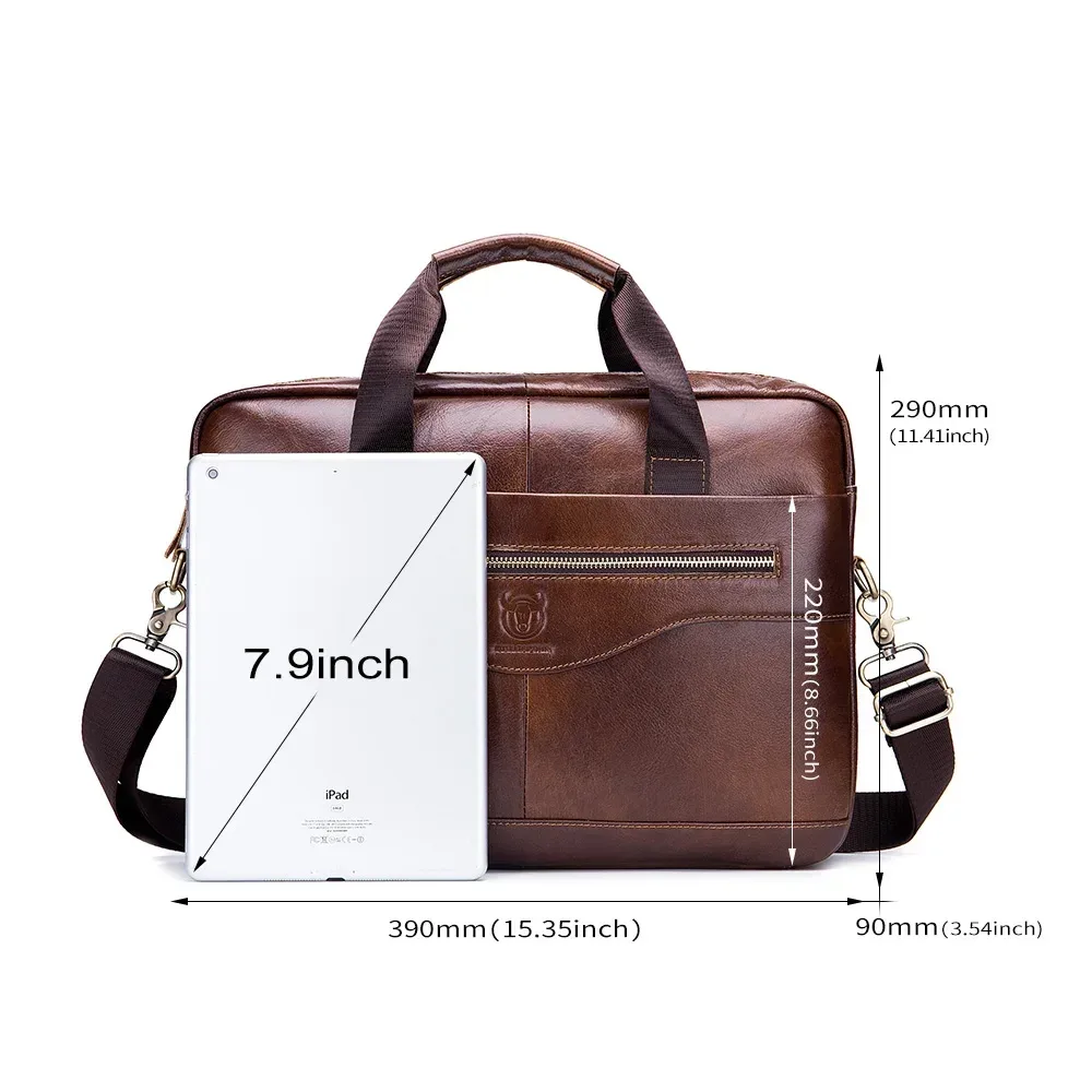 bullcaptain nouvelle mallette d'affaires en cuir de vache pour hommes/sac messager rétro en cuir pour hommes/sac d'affaires de loisirs de grande capacité/sac à main