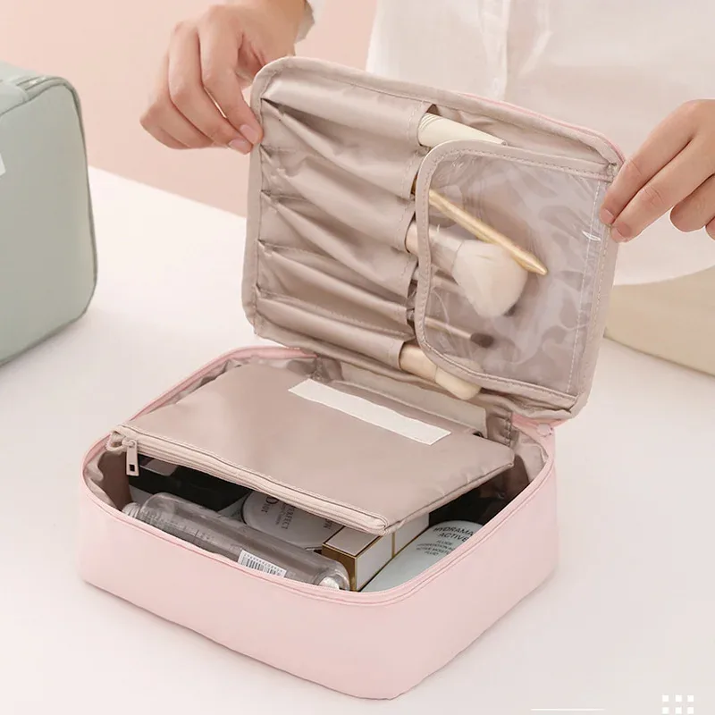 Nouvelle trousse de toilette portable pour femmes avec grande capacité, imperméable, sac de maquillage pour filles, organiseur de trousse de toilette pour femmes