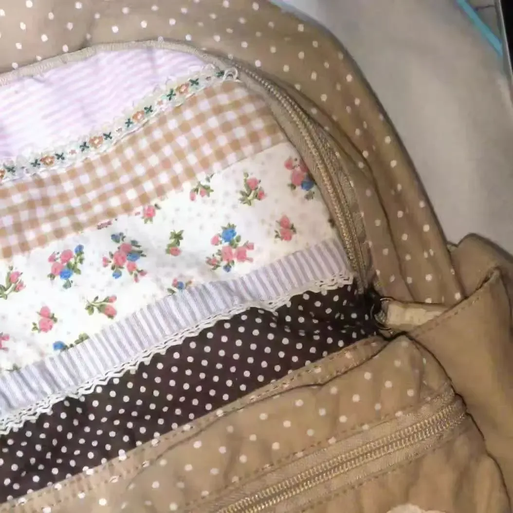 sac à dos vintage pour filles, patchwork en dentelle, mode, bureau, grande capacité, style mori girl, polyvalent