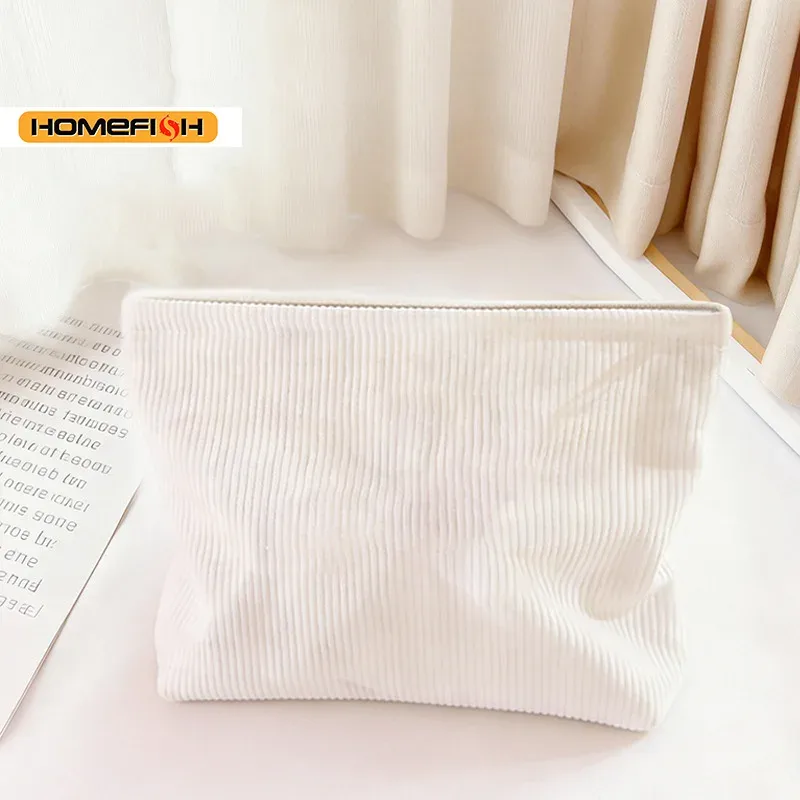 homefish trousse de maquillage en velours côtelé grande capacité portable organisateur de maquillage de voyage avec fermeture éclair sac à main quotidien pour femmes