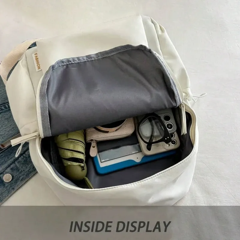 sac à dos d'étudiant décontracté et tendance, couleur unie, pliable, multi-compartiments, grande capacité, adapté à la vie quotidienne sur le campus