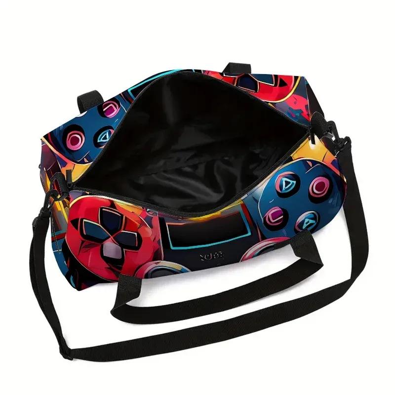 sac de voyage grande capacité pour enfants, motif manette de jeu néon, idéal pour garçons et filles, cadeau parfait, sac de voyage 2d dessin animé, sac à main pour enfants