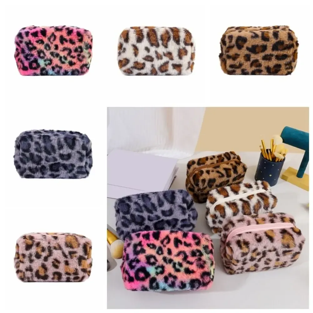 sacs de maquillage à imprimé léopard grande capacité pochette cosmétique douce pour femmes légère et durable organisateur de rangement cosmétique pour femmes