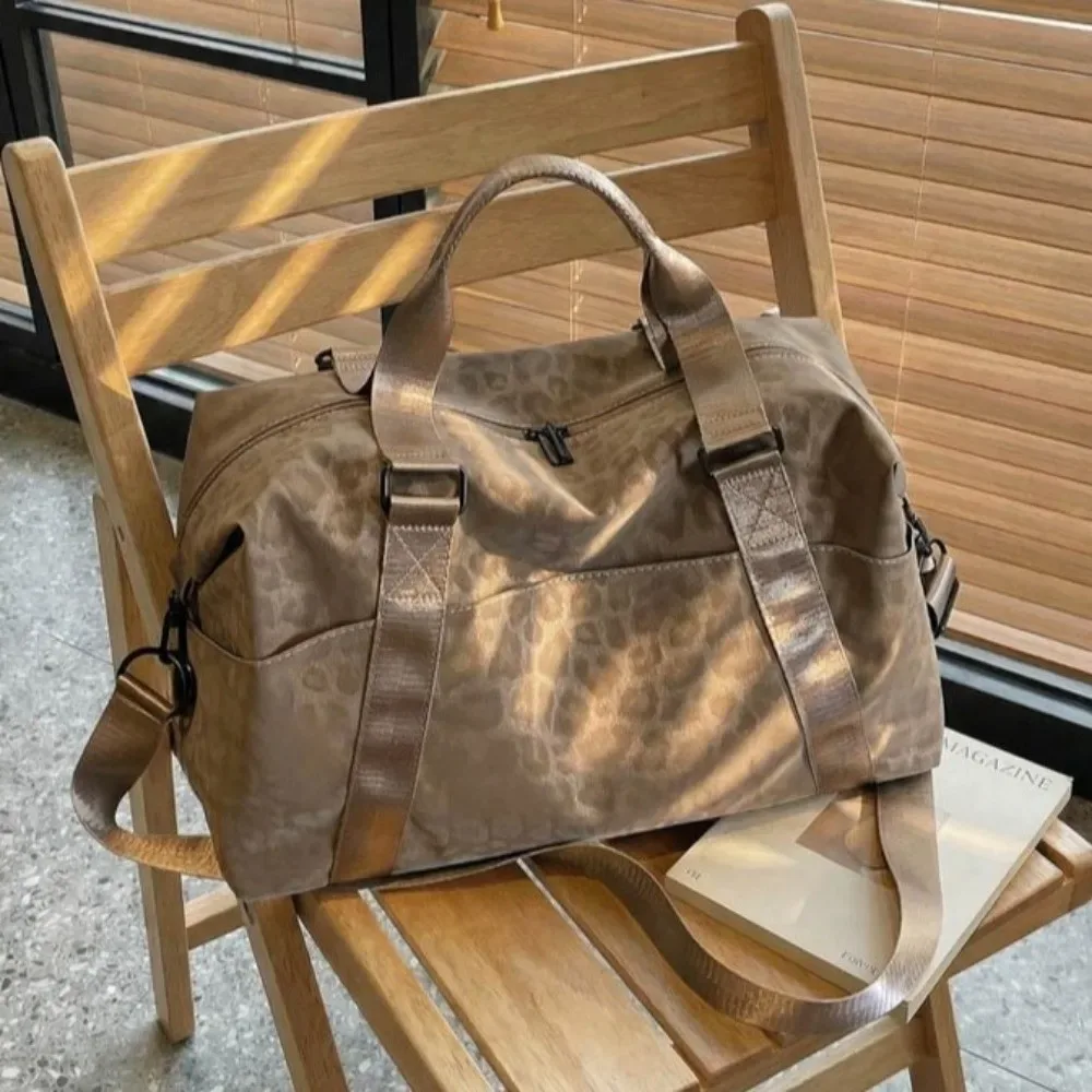 sac de voyage à imprimé léopard, imperméable, multifonctionnel, grande capacité, sangle réglable, sac à main léger et portable