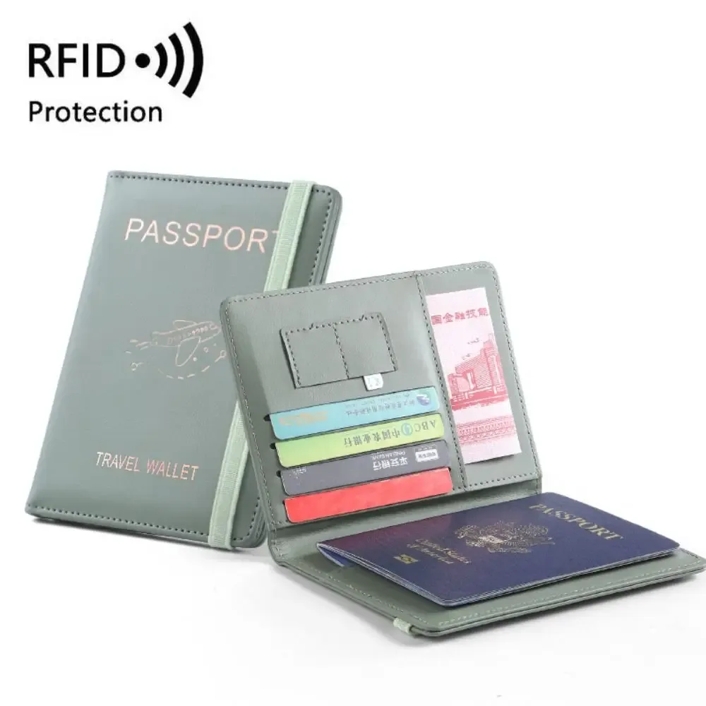 nouveau porte-passeport de couleur unie, blocage rfid, fente pour billet, clip, housse de protection, sac pour cartes de voyage en cuir