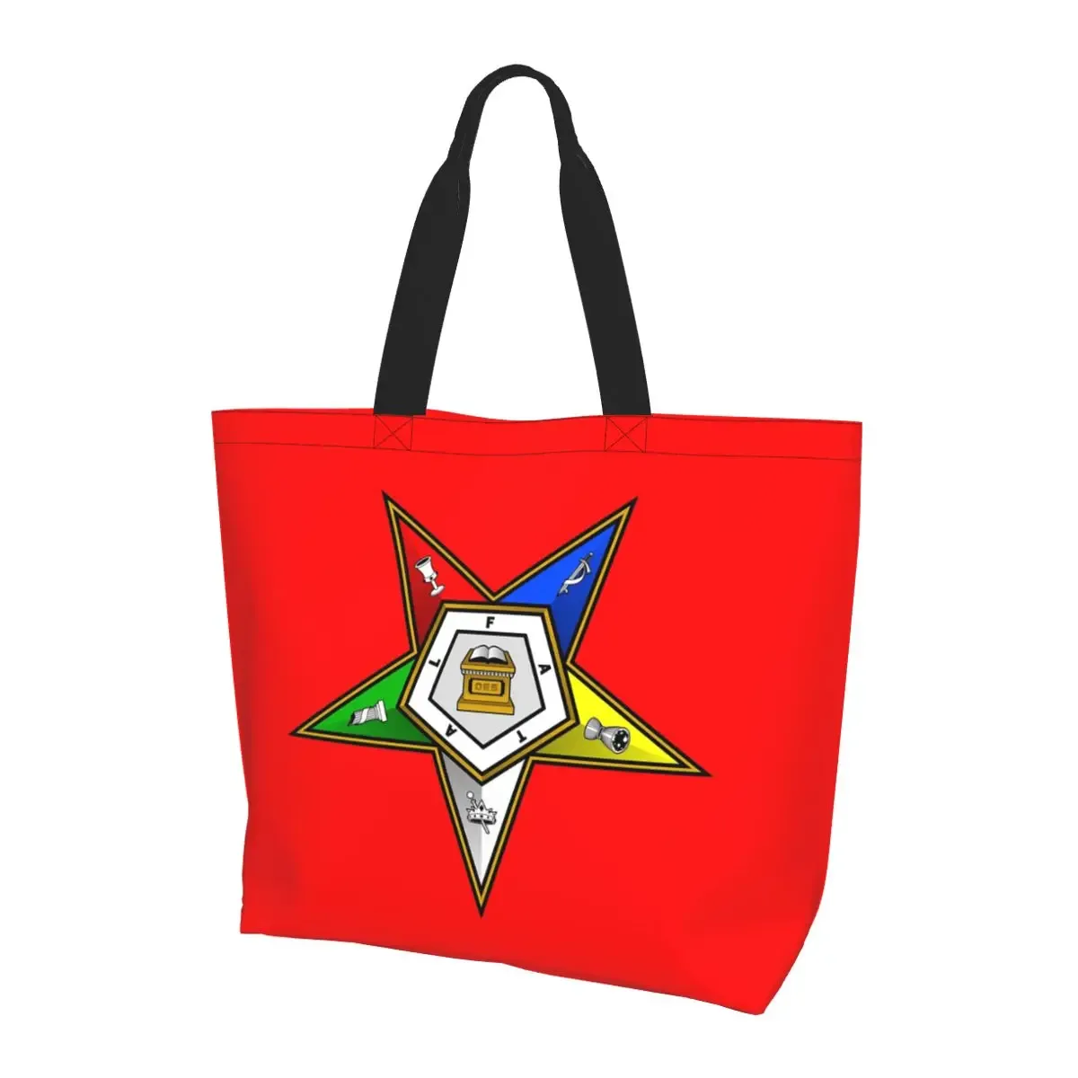 sac fourre-tout en toile avec logo order of the eastern star oes, sac à bandoulière de grande capacité, sac à main pour courses pour femmes