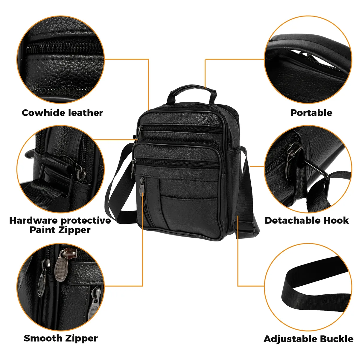 sac à bandoulière pour homme, petit sac à dos bandoulière avec bretelles réglables, sac de poitrine en cuir pu/tissu oxford, sac à dos de jour