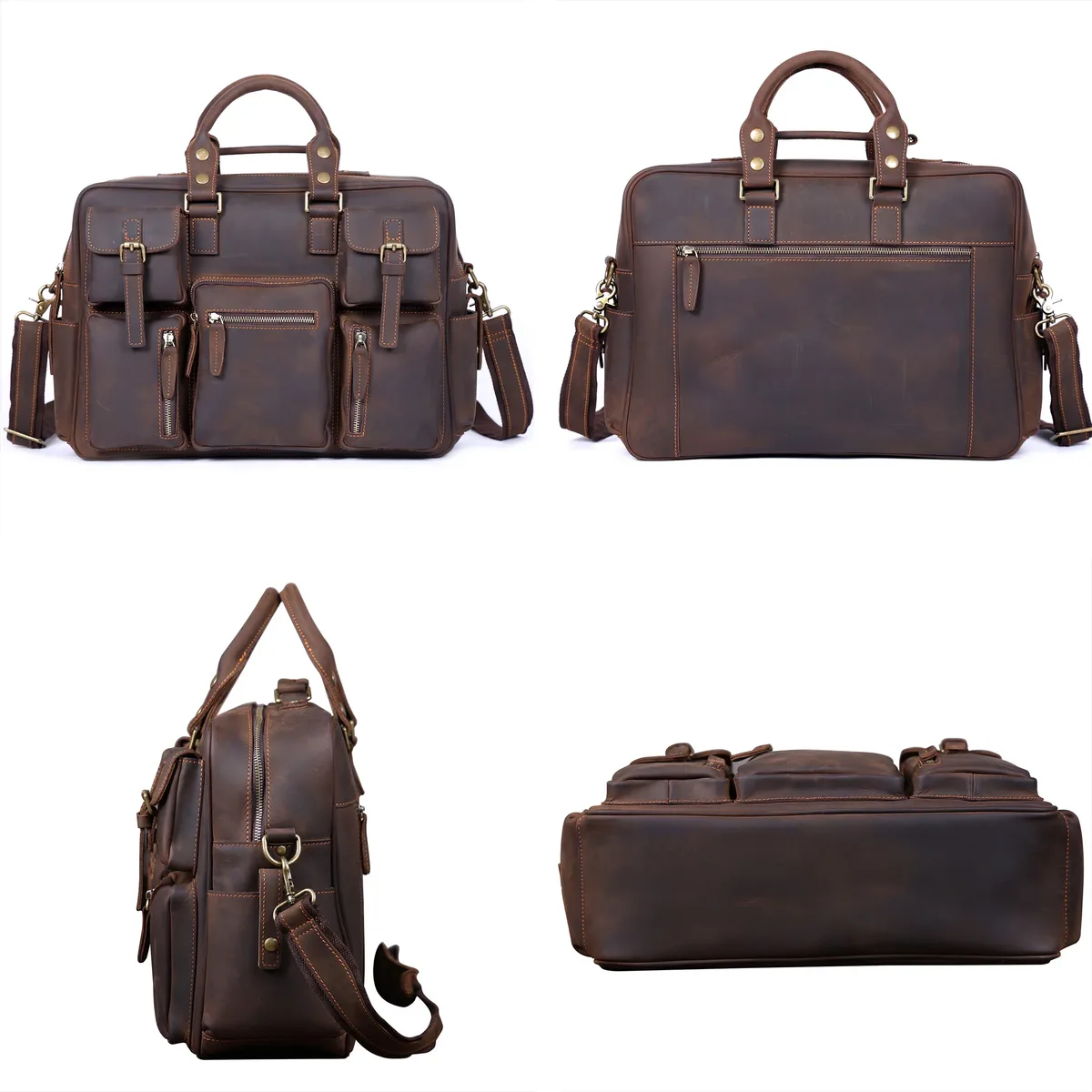 sac à main vintage pour homme en cuir pleine fleur, sac messager pour ordinateur portable 16 pouces, sac de voyage d'affaires en cuir véritable, cuir crazy horse.