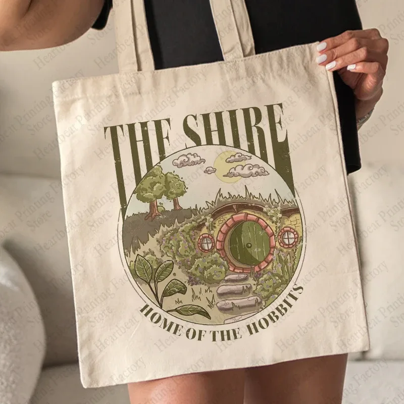 sac fourre-tout à motif shire, sacs à bandoulière en toile pour voyage, trajet quotidien, sac de courses réutilisable pour femmes, meilleur cadeau pour les amateurs de mouvements