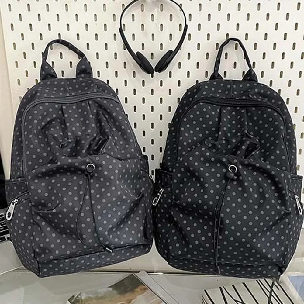 sac à dos en nylon anti-éclaboussures à pois, spacieux, léger, pour étudiants, sac d'école multi-poches, sac de voyage lavable