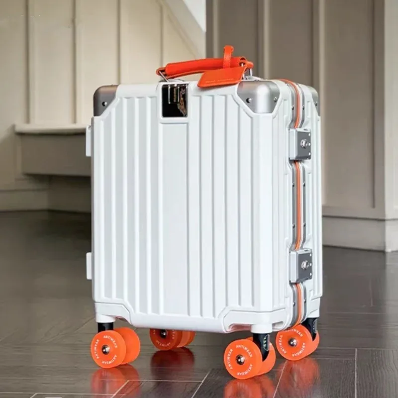 valise à roulettes légère de 14 pouces avec serrure tsa, cadre en aluminium, bagage à main, pas besoin de s'enregistrer à la compagnie aérienne