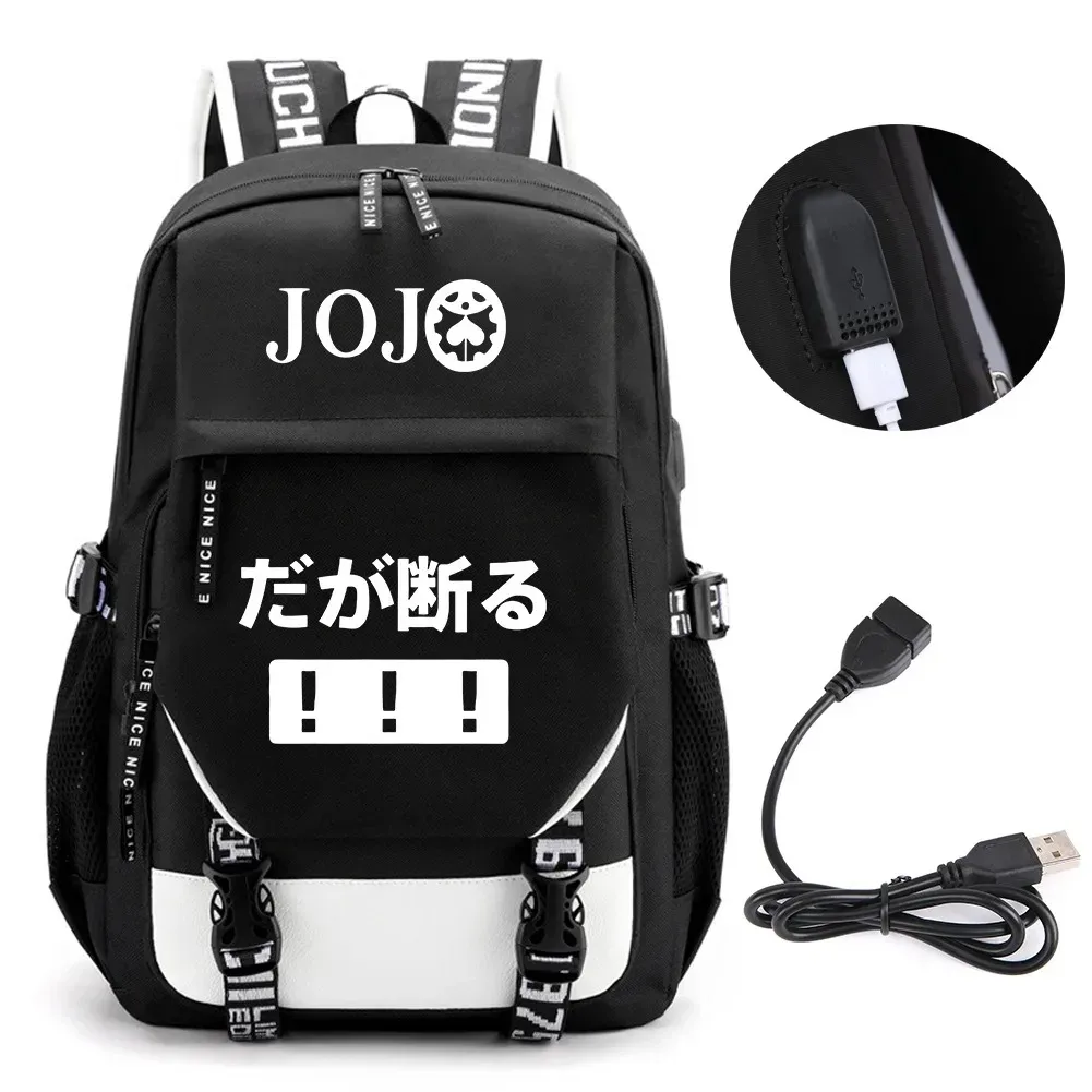 sac à dos de voyage pour ordinateur portable garçon et fille, chaîne anime jo jonathan joes killer golden experience, sacs à livres scolaires mochila, port usb