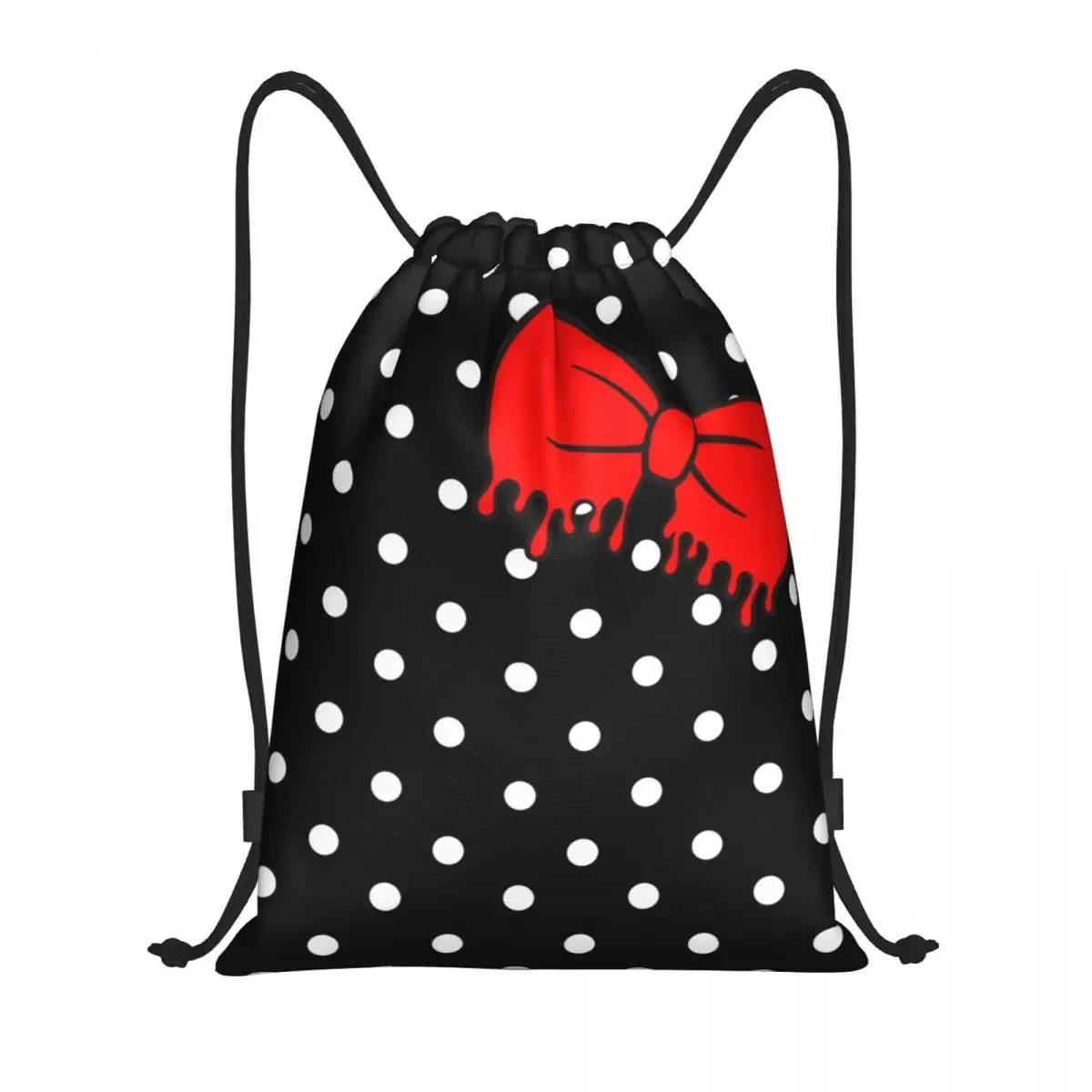 sacs à cordon personnalisés minnie à pois pour femmes, sac à dos pliable pour sport, personnages animés animés, sacs à dos de rangement pour formation