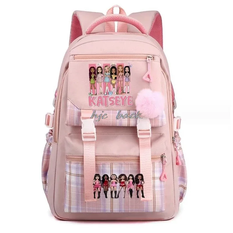 katseye chaud drôle impression sacs d'école adolescentes grande capacité en plein air voyage sac à dos multi-fonction dessin animé étudiants sac à dos