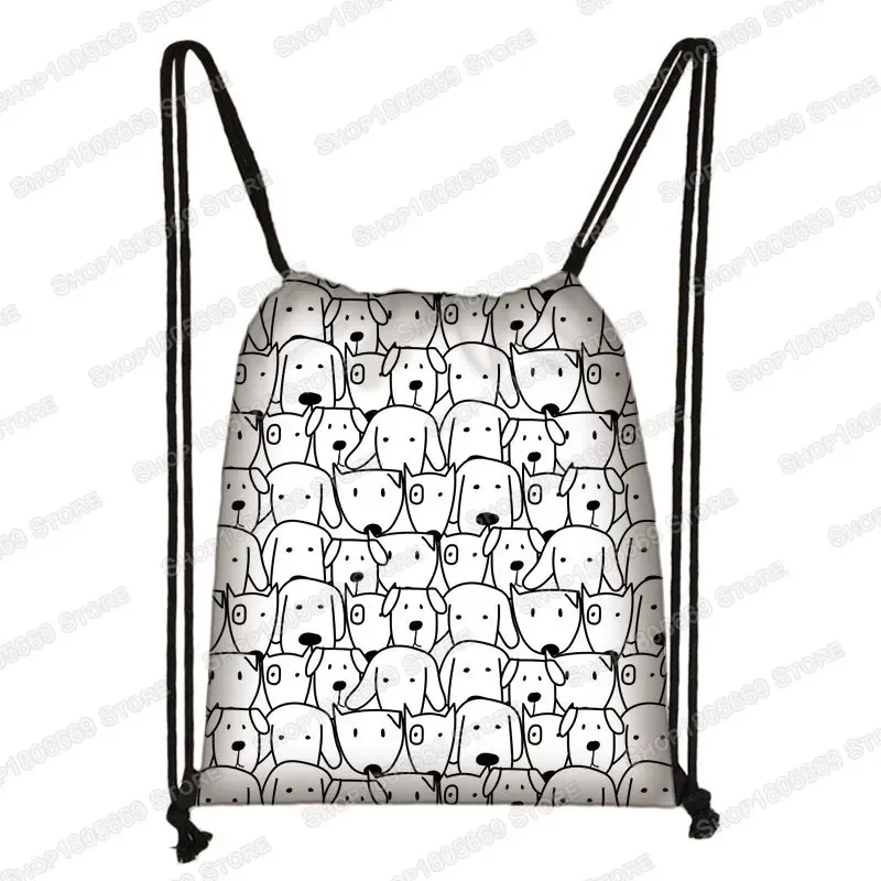kawaii dessin animé chien chat sac à dos femmes sacs à cordon toile sac à bandoulière pour voyage filles sac à dos sacs de rangement porte-chaussures