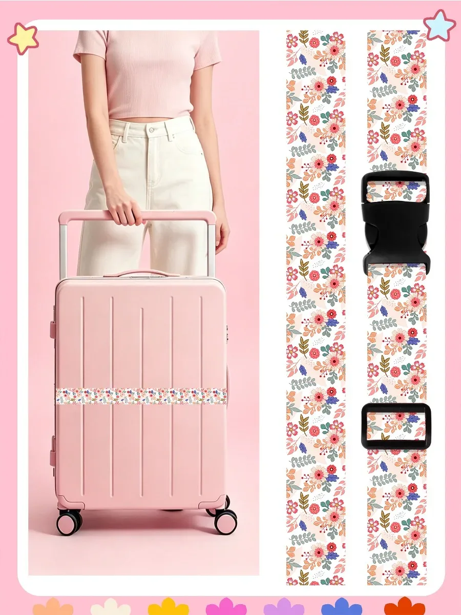 sangle de bagage réglable pour valise, ceinture de voyage à imprimé mignon avec boucle, sangle de fixation souple en tissu anti-déchirure pour valise