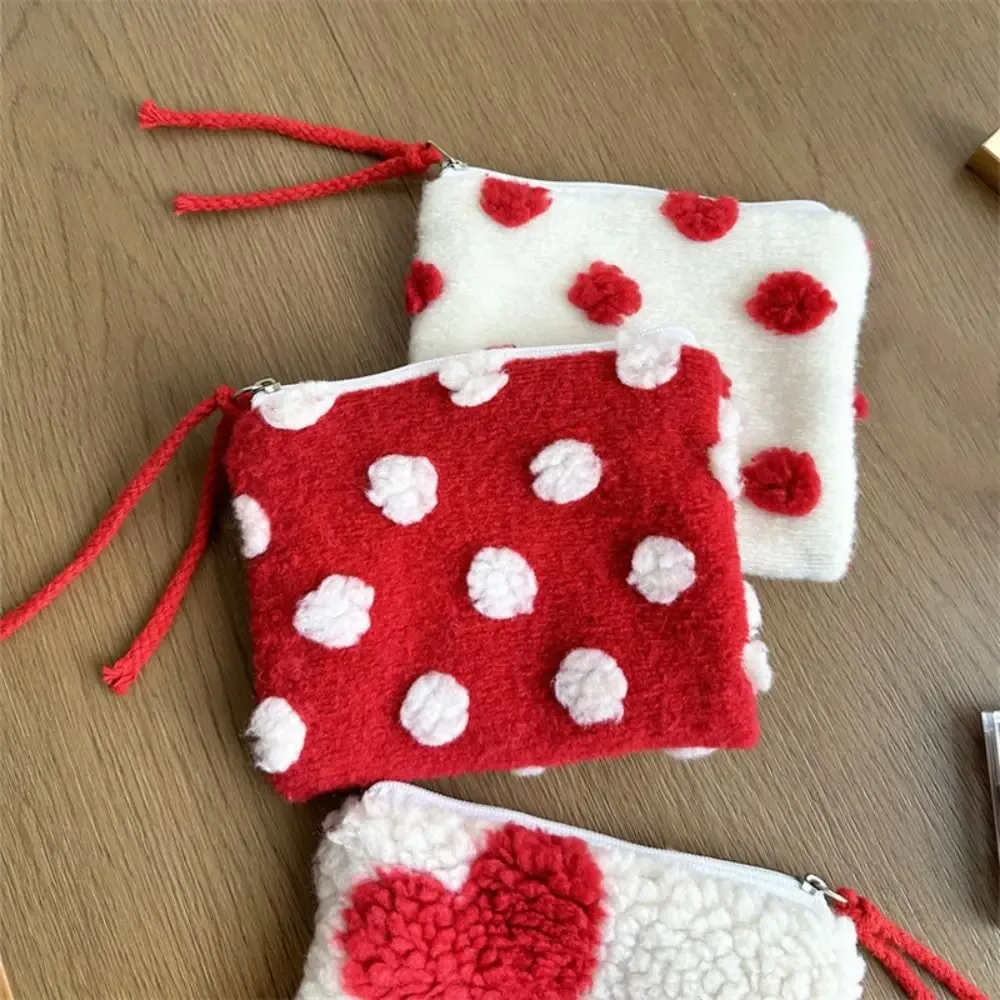 sac de rangement cosmétique multifonctionnel en forme de cœur, anti-poussière, portable, porte-monnaie en peluche, porte-carte d'identité ins mignon, pour voyage