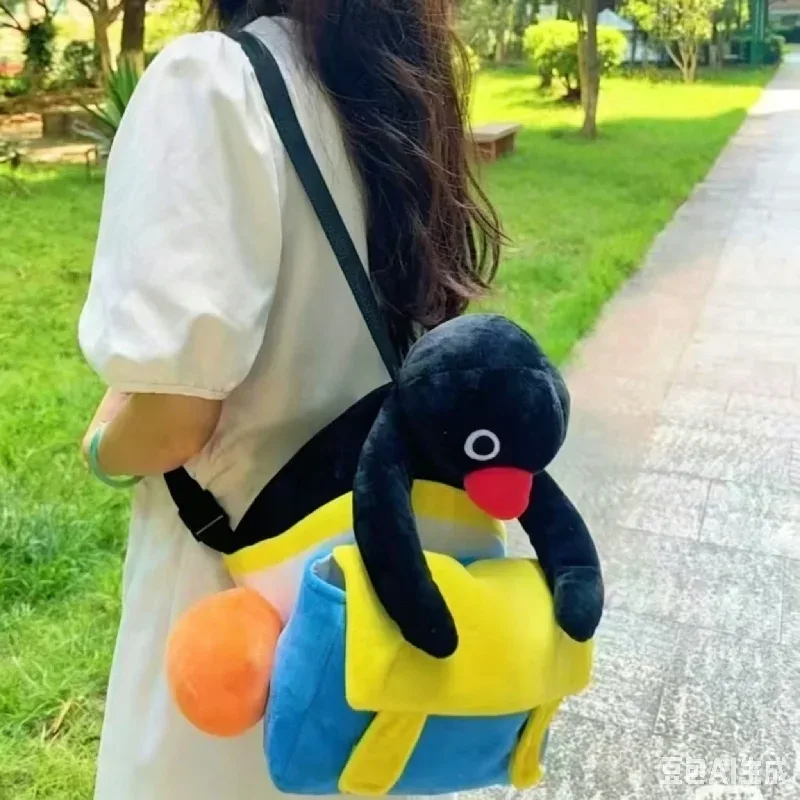 Sac à dos en peluche pingouin Pingu mignon, sac de voyage en dessin animé 3D, sac à dos souple de grande capacité pour étudiants et fans