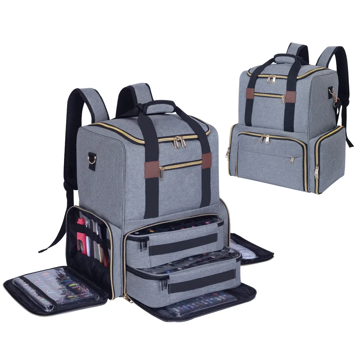uozl – sac à dos organisateur de vernis à ongles, contient 80 bouteilles et une lampe à ongles, fournitures avec 2 étuis amovibles, sac de rangement professionnel tr