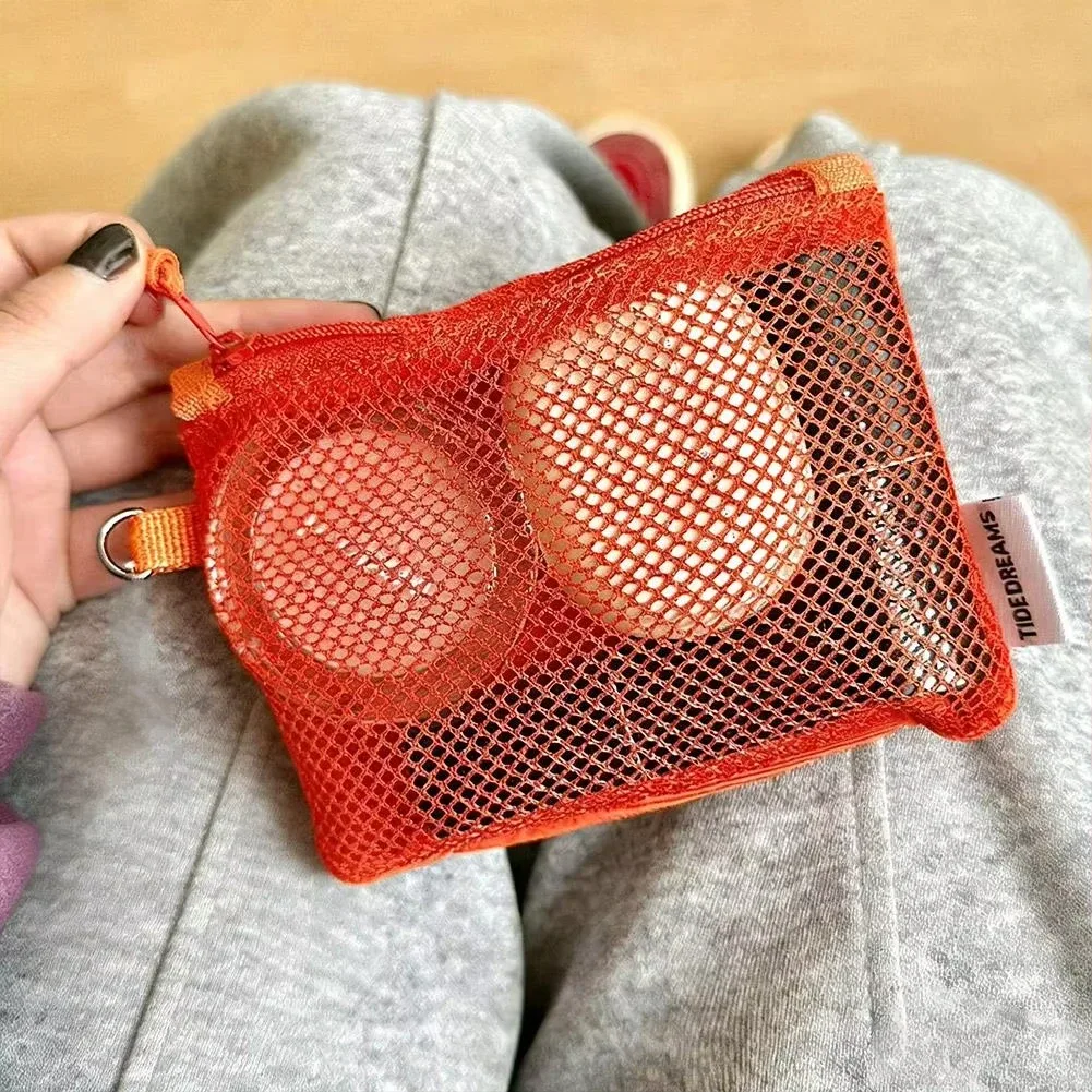 sacs de rangement en maille double couche, trousse de maquillage de voyage portable avec fermeture éclair, mini organisateur de cosmétiques et articles de toilette, sac simple pour papeterie