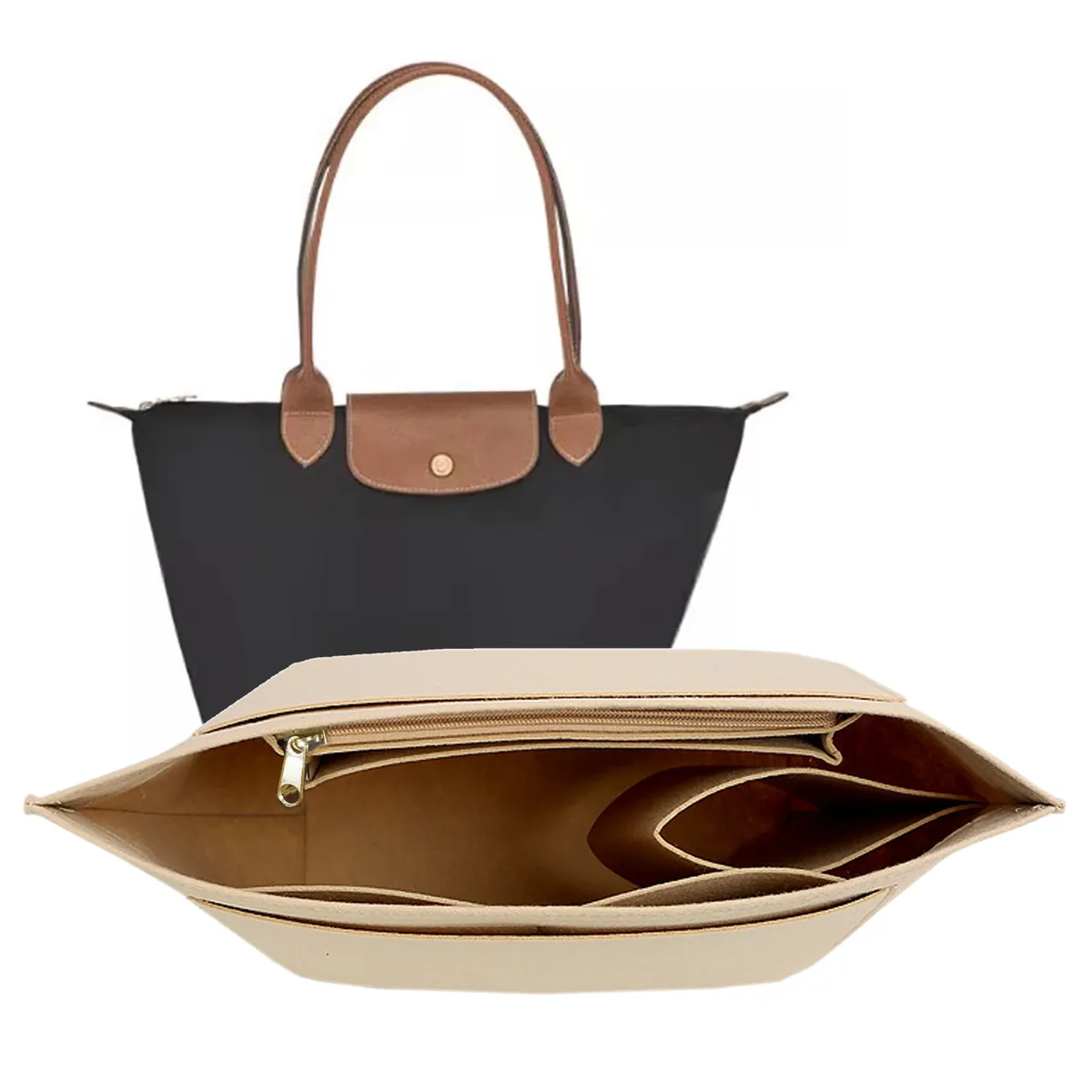 organisateur de sac, insert en feutre pour sac à main, insert portable pour maquillage et voyage, organisateur de sac à main, sac intérieur pour sac fourre-tout de grande taille