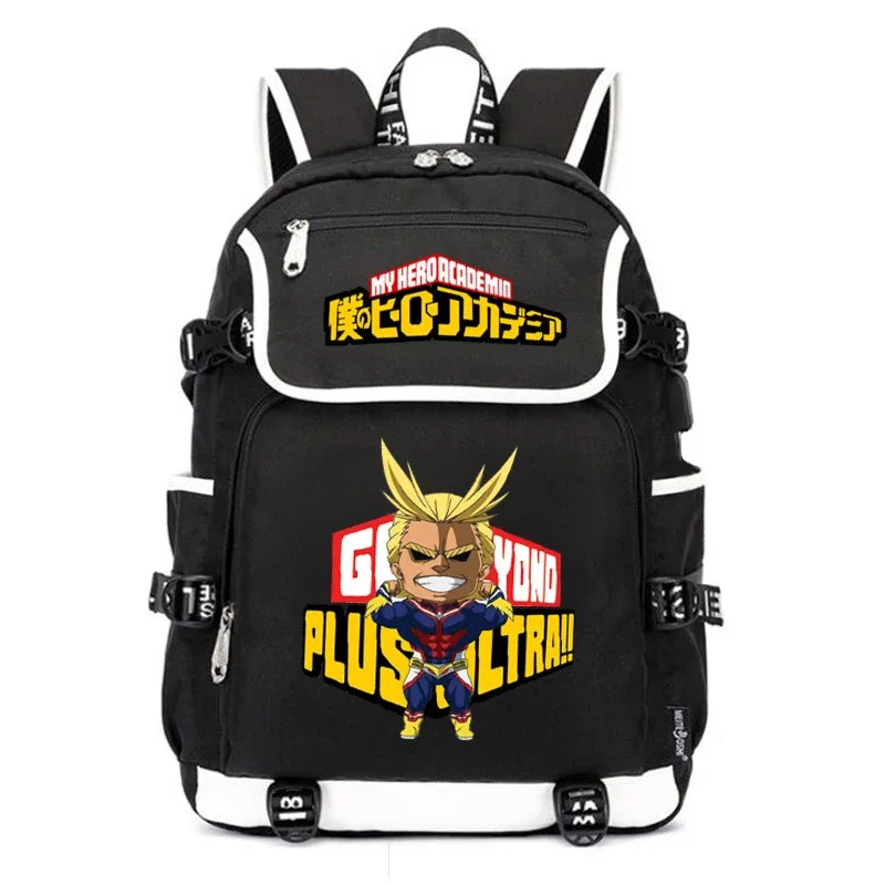 grand sac d'école anime pour femmes, sac à dos bakugou katsuki, sac à dos pour ordinateur portable avec chargeur usb, sac à dos de voyage oxford