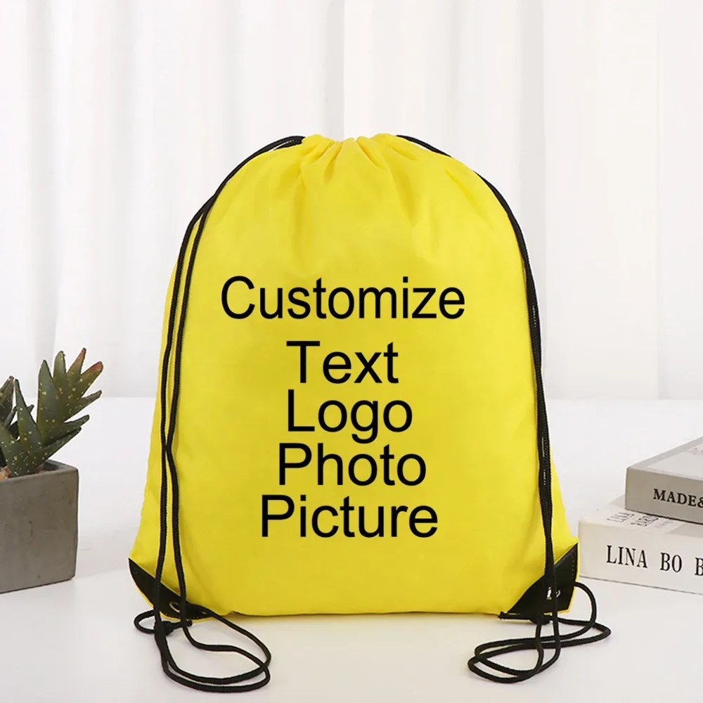 sac à dos de cyclisme avec logo/texte/nom personnalisé, sac à chaussures à cordon de serrage pour vêtements, ceinture étanche, sac de sport portable en nylon