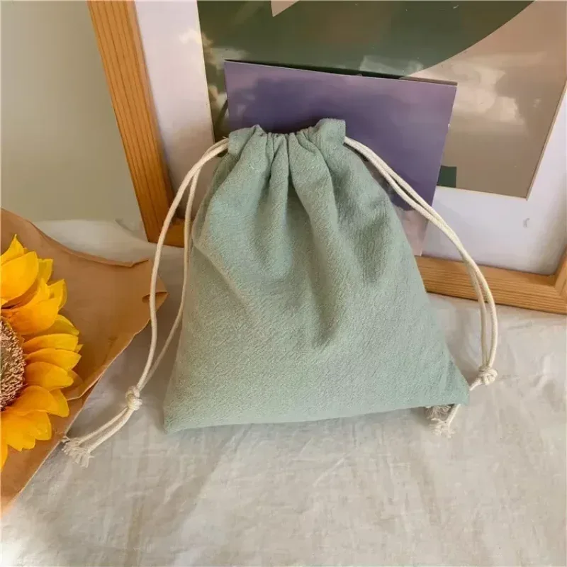 sac à cordon de couleur unie simple japonais pour femmes, pochette de rangement à cordon, sac de maquillage mignon, cadeau de noël, organisateur de bonbons et de bijoux