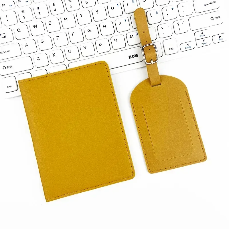 porte-passeport en cuir pu épais multicolore, couverture de passeport avec carte en papier, ensemble d'étiquettes de bagage