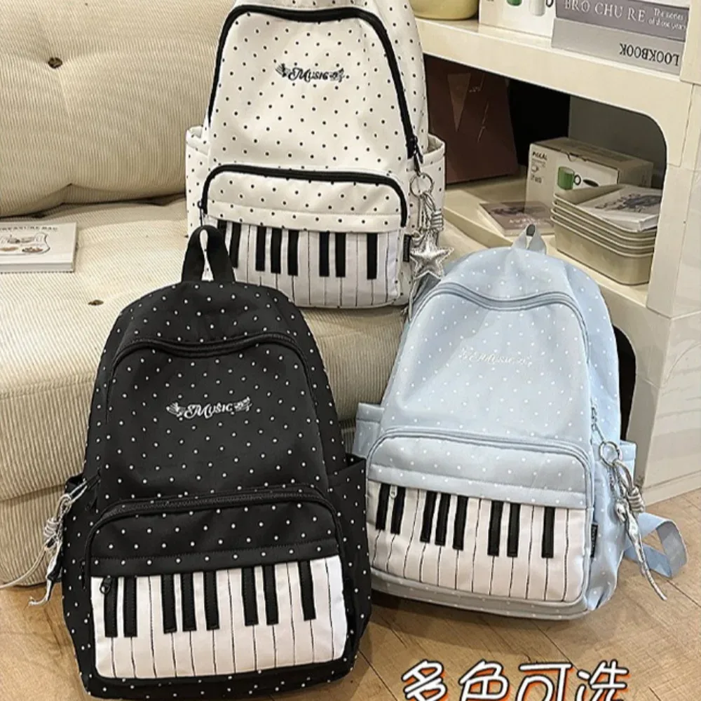 piano personnalisé mochilas mujer imprimé à pois mochila grande capacité sac à la mode simple bolsas sac à dos sacs pour femme