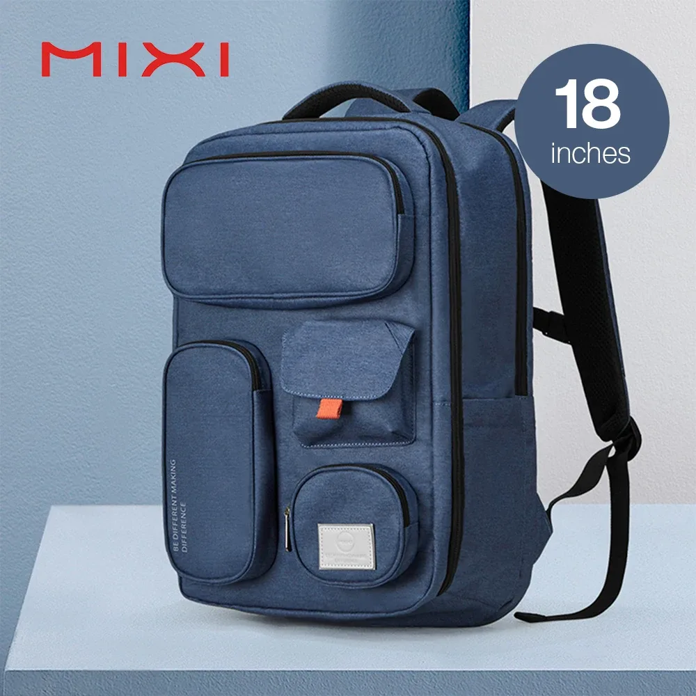 mixi sac à dos extérieur femmes sac de voyage 18 pouces hommes sac à dos étanche ordinateur portable blanc noir bleu