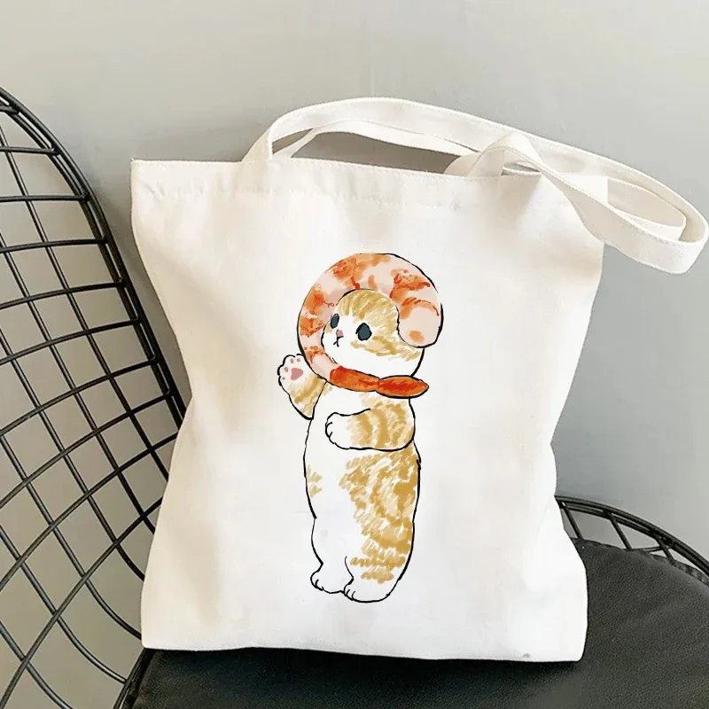 sac kawaii sac blanc sacs porté épaule sacs à provisions sacs à bandoulière en toile pour filles, sac de shopping à la mode, kawaii chats animaux mignons, sac de shopping, fourre-tout décontracté