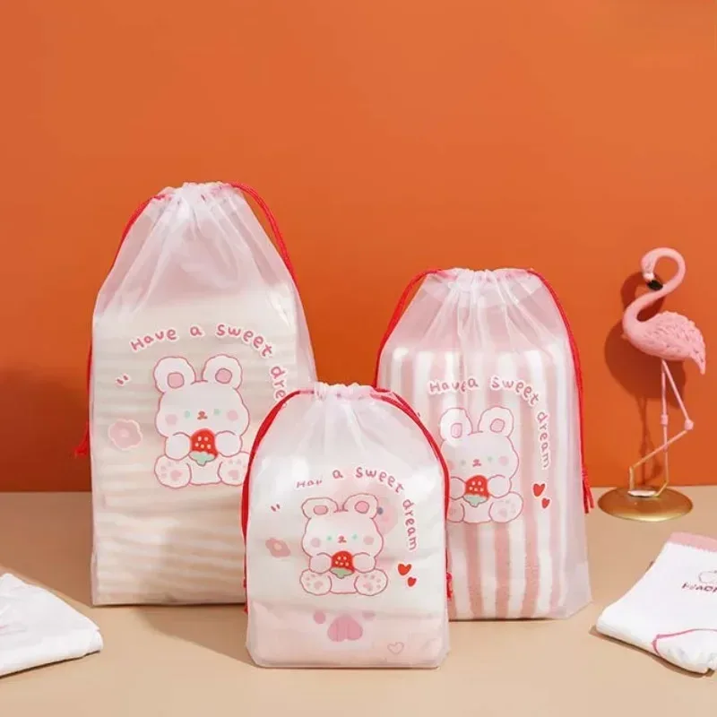sac de rangement de voyage en plein air, mignon pvc étanche transparent conviviale ré, sac de proximité wstring, sac de toilette cosmétique portable, trousse de toilette, ensemble de 3 pièces