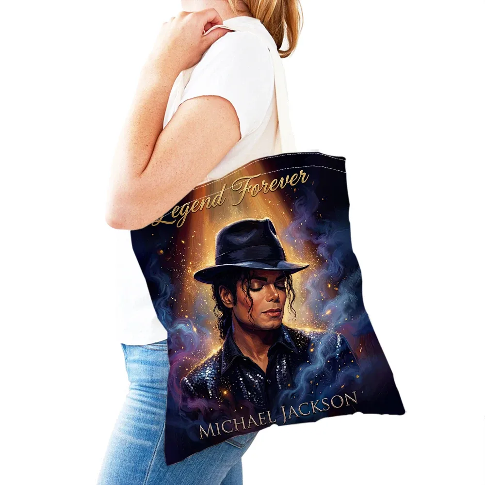 michael jackson – sac de shopping pour femmes, double impression, sacs de shopping super star lady, sac à main design, sac fourre-tout écologique, portable et pratique