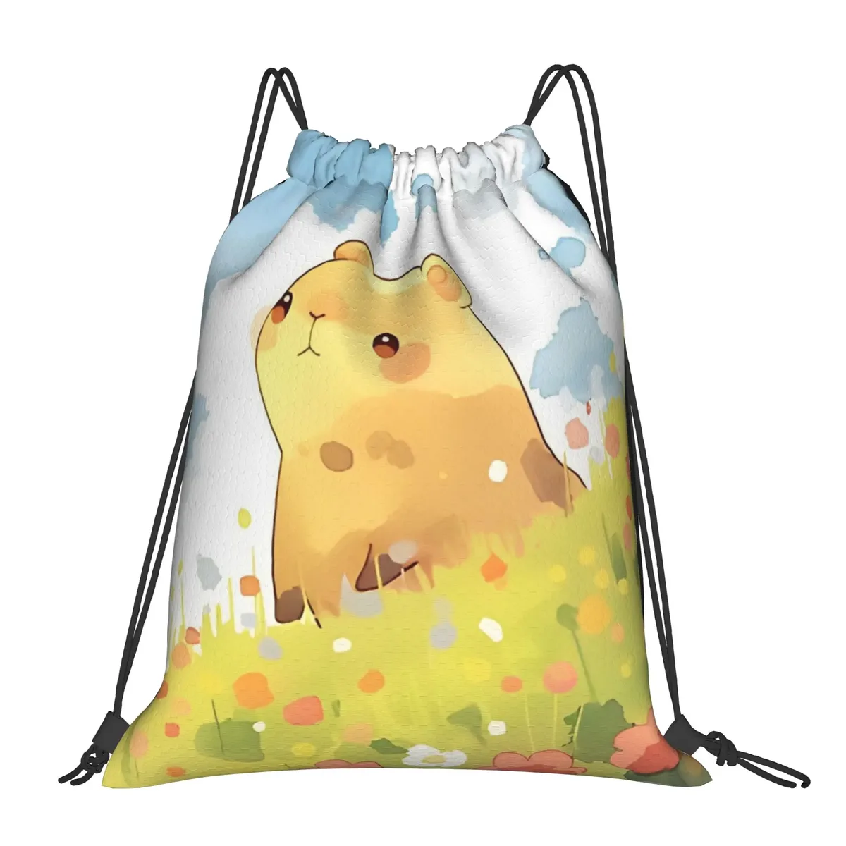 sac à dos à cordon de serrage capybara mignon, sac de sport résistant à l'eau, sac à cordon pour le yoga, 36 cm (largeur) x 43 cm (hauteur)