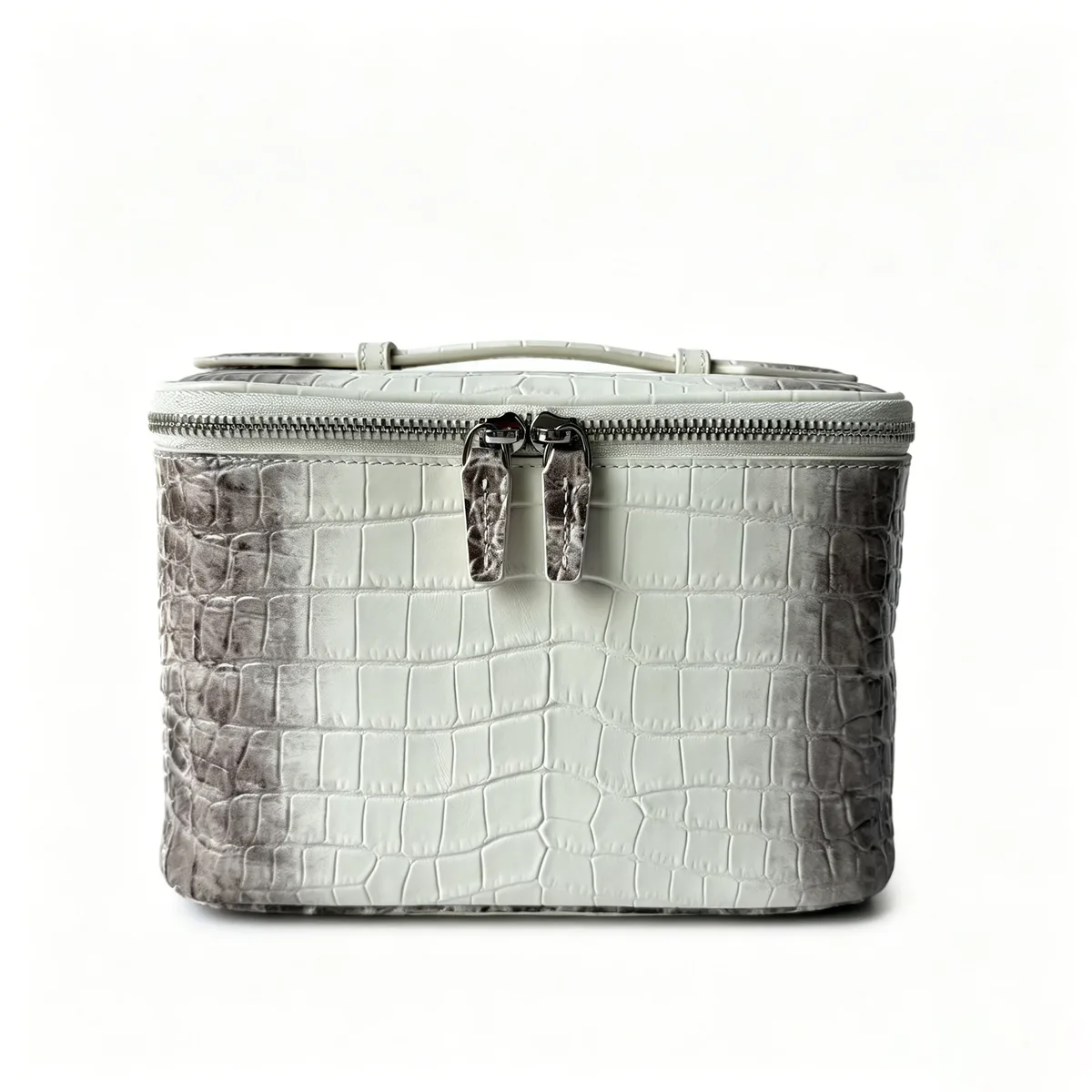 trousse de maquillage en cuir de vachette première couche motif crocodile, grande capacité, pour femme, trousse de toilette de voyage, organiseur classique, pochette cosmétique