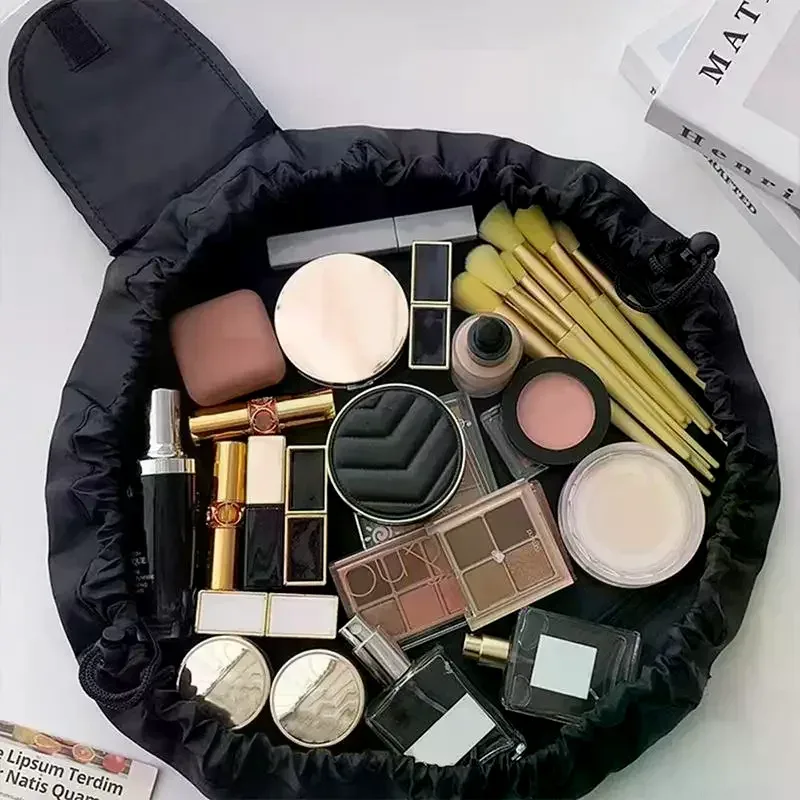 1pc sac cosmétique à cordon pour femmes, sac de rangement de voyage, sac de maquillage portable, étui de toilette imperméable, sac de lavage, pochette de maquillage.