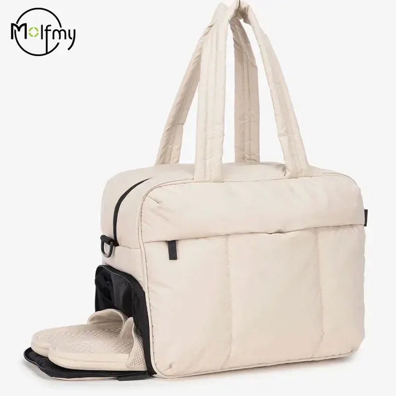 Sac polochon en duvet grande capacité pour femmes, sacs à bandoulière multifonctionnels de grande capacité, séparation sèche et humide, sac à main de voyage