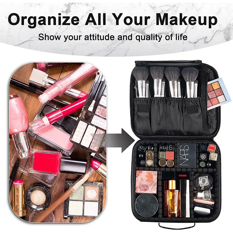 trousse de maquillage portable, boîte professionnelle, sac de rangement de maquillage, sac à cosmétiques étanche pour femmes pour voyage