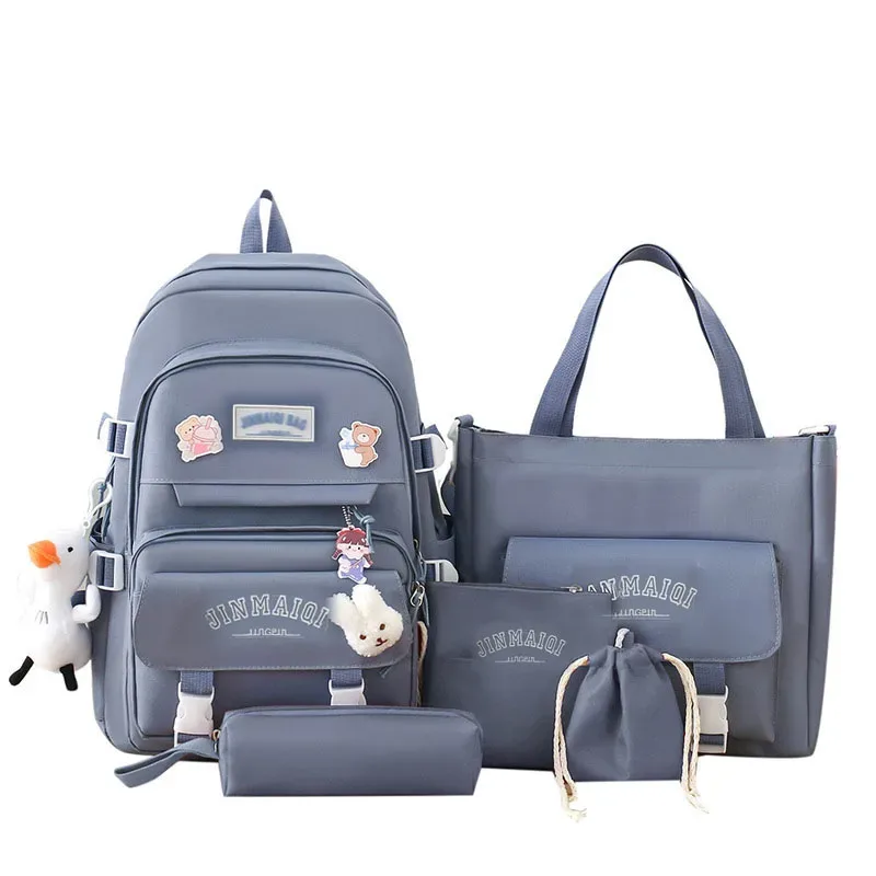 ensemble de 5 pendentifs gratuits, style forêt, version coréenne, sac à dos décontracté pour étudiantes harajuku pour lycéennes, grande capacité